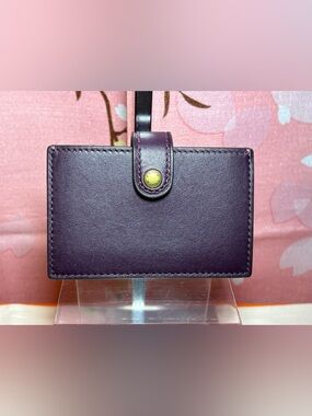 Coach Genuine Glove Tanned Leather Multi Card Holder Wallet Plum